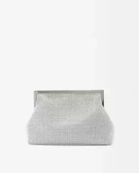 Однотонная сумка для вечеринки, трансформируемая в сетчатую сумку на плечо с застежкой на пуговицы Parfois, серебряный