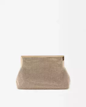 Однотонная сумка для вечеринки, трансформируемая в сетчатую сумку на плечо с застежкой на пуговицы Parfois, золотой