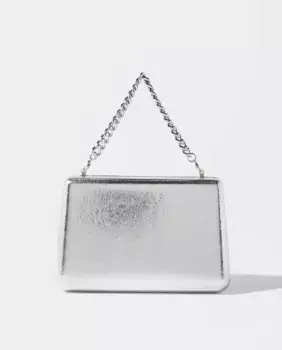 Однотонная сумка для вечеринки, трансформируемая в сумку на плечо в виде клатча с магнитной застежкой Parfois, серебряный