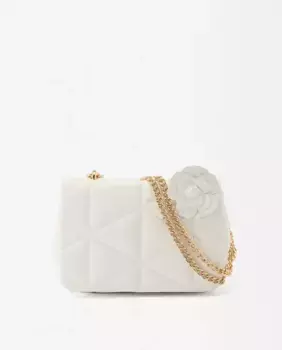 Однотонная сумка для вечеринок, трансформируемая в сумку через плечо, с клапаном и магнитной застежкой, с декоративным цветком Parfois, белый