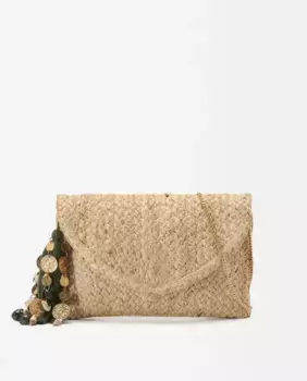 Однотонная сумка на плечо, трансформируемая в сумку-конверт с магнитной застежкой и декоративной кисточкой Parfois, бежевый