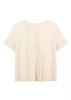 Однотонная светло-бежевая женская футболка с круглым вырезом BRADLEY Luokk, светло-бежевый