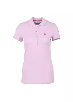 Однотонная темно-розовая женская футболка с воротником поло U.S. Polo Assn.