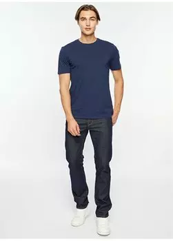 Однотонная темно-синяя мужская футболка с круглым вырезом 440775 Gap, темно-синий