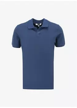 Однотонная темно-синяя мужская футболка с воротником поло DT10714_Slim Fit Navy Blue Мужская TS Denim Trip, темно-синий