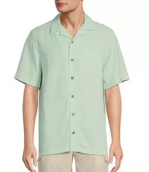 Однотонная тканая рубашка Caribbean с короткими рукавами, зеленый