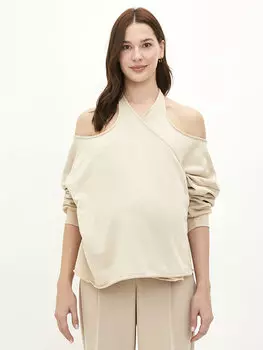 Однотонная толстовка для беременных с круглым вырезом и длинными рукавами с функциями для грудного вскармливания LCWAIKIKI Maternity, бежевый