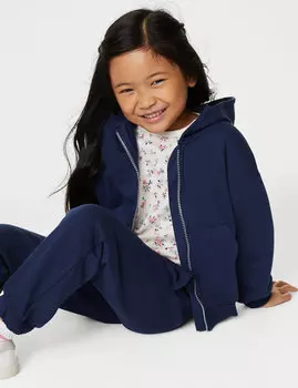 Однотонная толстовка с богатым содержанием хлопка (2–8 лет) Marks & Spencer, фиолетовый