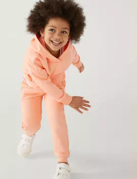 Однотонная толстовка с богатым содержанием хлопка (2–8 лет) Marks & Spencer, коралл