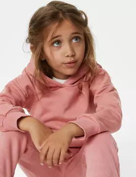 Однотонная толстовка с богатым содержанием хлопка (2–8 лет) Marks & Spencer, розовый