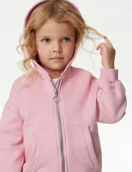Однотонная толстовка с богатым содержанием хлопка (2–8 лет) Marks & Spencer, светло-розовый