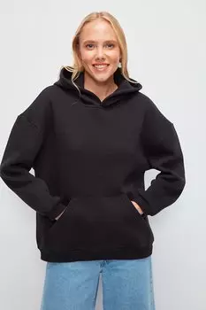 Однотонная толстовка с капюшоном и карманами MUN MUN, черный