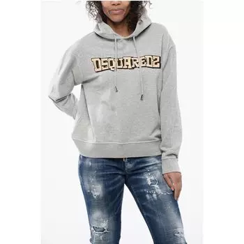 Однотонная толстовка с капюшоном и напечатанным логотипом Dsquared2, Gray