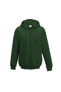 Однотонная толстовка с капюшоном на молнии и полной молнией Zoodie AWDis, зеленый