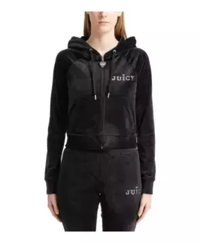 Однотонная толстовка с логотипом и застежкой-молнией на шнурке Juicy Couture, черный