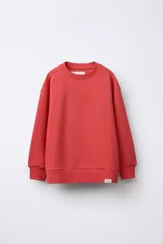 Однотонная толстовка с рельефным слоганом ZARA, цвет Coral