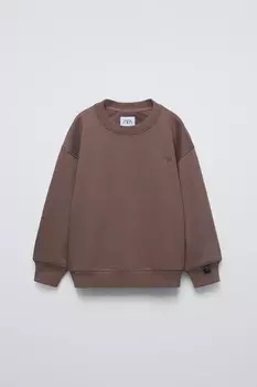 Однотонная толстовка с вышитыми деталями ZARA, лиловый