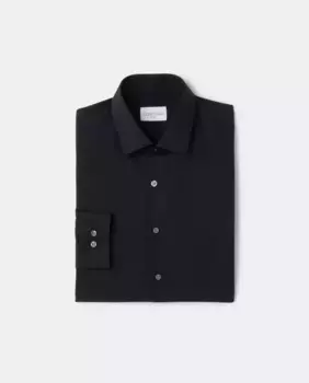 Однотонная тонкая мужская рубашка из поплина белого цвета Calvin Klein, черный