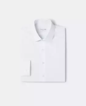 Однотонная тонкая мужская рубашка из поплина белого цвета Calvin Klein, белый