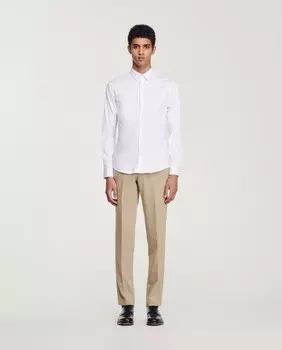 Однотонная тонкая мужская рубашка Sandro, белый