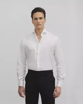 Однотонная тонкая мужская рубашка Silbon, белый