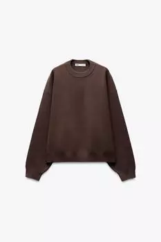 Однотонная трикотажная толстовка ZARA, цвет Chocolate