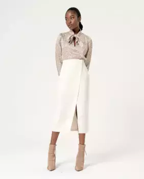 Однотонная юбка миди с запахом Surkana, цвет Natural