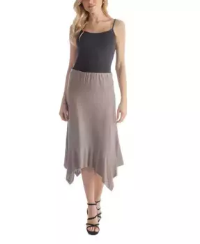 Однотонная юбка-платок до колена с эластичной резинкой на талии 24seven Comfort Apparel, коричневый