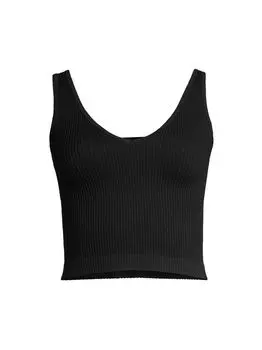 Однотонная укороченная майка в рубчик Free People, черный