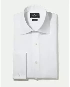 Однотонная узкая мужская рубашка из поплина белого цвета Hackett, белый