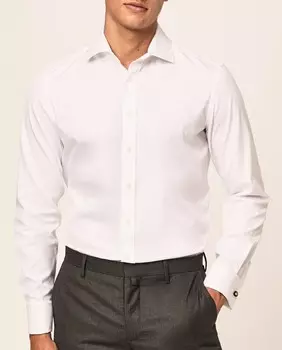 Однотонная узкая мужская рубашка-оксфорд белого цвета Hackett, белый