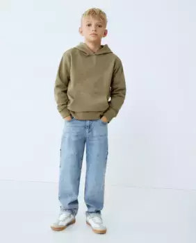 Однотонная закрытая детская толстовка с капюшоном Kids El Corte Ingls, цвет 520 Kaki