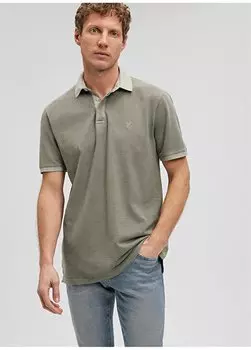 Однотонная зеленая мужская футболка-поло M0612013-71559_ФУТБОЛКА-ПОЛО Mavi, зеленый