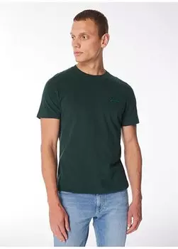 Однотонная зеленая мужская футболка с круглым вырезом M1011245M20E_ESSENTIAL LOGO EMB TEE Superdry, зеленый