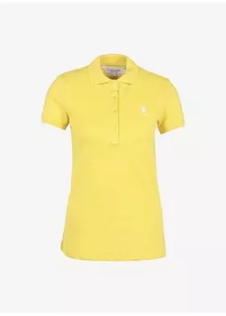 Однотонная желтая женская футболка с воротником поло U.S. Polo Assn.