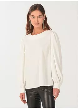 Однотонная женская блузка цвета лодочки с вырезом лодочка NGSTYLE