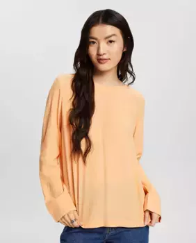 Однотонная женская блузка из вискозы Esprit, оранжевый
