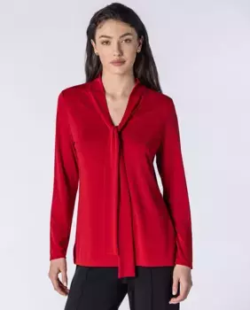 Однотонная женская блузка с бантом на шее Naulover, красный