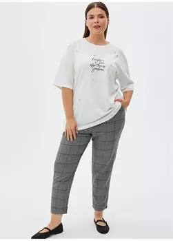 Однотонная женская футболка цвета экрю с круглым вырезом ETHAN Luokk, экрю