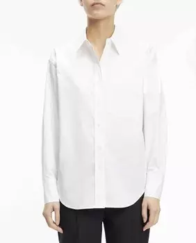 Однотонная женская рубашка из поплина с длинным рукавом Calvin Klein, белый