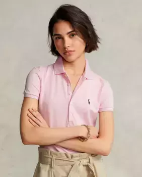 Однотонная женская рубашка поло приталенного кроя Polo Ralph Lauren, цвет Rosa Claro