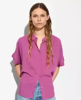 Однотонная женская рубашка с короткими рукавами Parfois, цвет Fucsia