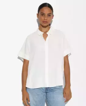 Однотонная женская рубашка с короткими рукавами Parfois, белый