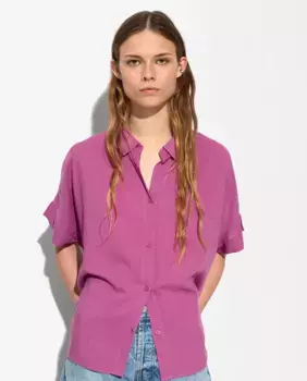 Однотонная женская рубашка с короткими рукавами Parfois, фуксия