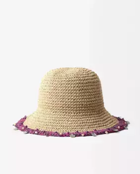 Однотонная женская шляпа-ведро с декоративными бусинами Parfois, светло-коричневый