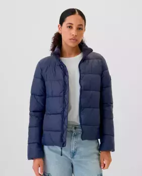 Однотонная женская стеганая куртка на молнии Gap, темно-синий