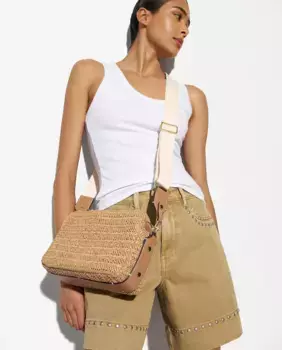 Однотонная женская сумка через плечо с эффектом рафии, несколькими отделениями и застежкой-молнией Parfois, коричневый