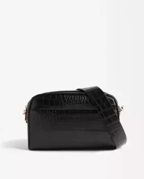 Однотонная женская сумка через плечо с анималистическим принтом и несколькими отделениями на молнии Parfois, черный