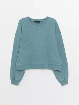 Однотонная женская толстовка большого размера с круглым вырезом и длинными рукавами LCW Active, сизый