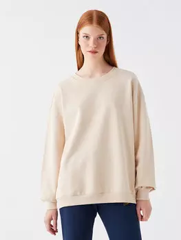 Однотонная женская толстовка большого размера с круглым вырезом и длинными рукавами XSIDE, бежевый